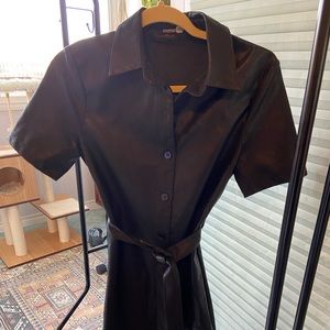 Boohoo Leather Shirt Dress